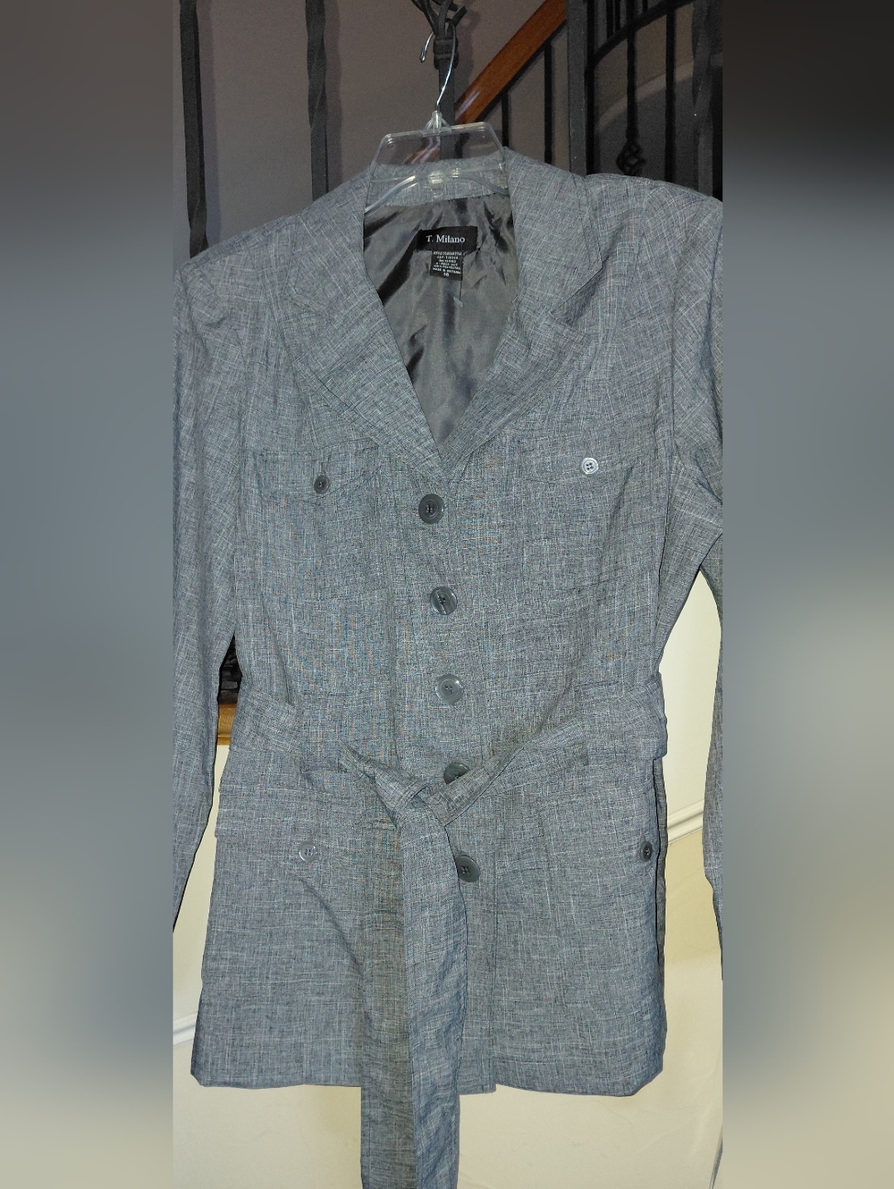 NWT Ladies Gray Textured Button-Up Jacket blazer, LG